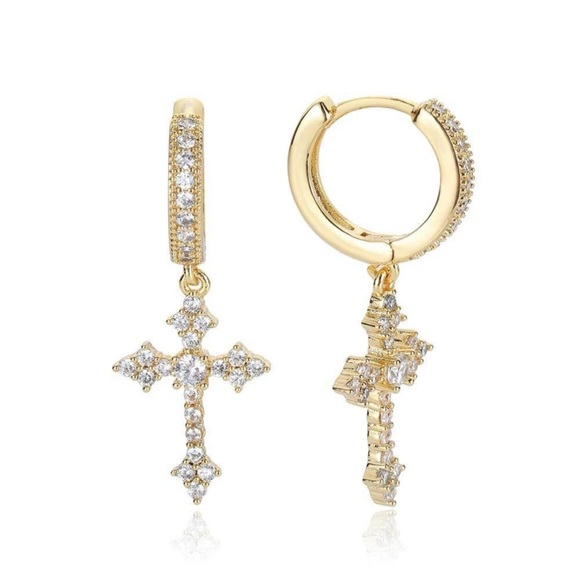 Cross Dangle Drop Earrings for Men Women,Punk Hip Hop Earrings - Picture 4 of 5